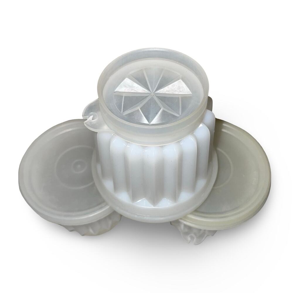 Tupperware Jel-ette Mini Molds Set 3 White 297 Individual Jello Desert Cups VTG - Picture 7 of 9